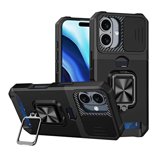 Back Kickstand Camshield Card Case For Samsung Galaxy A06 Black