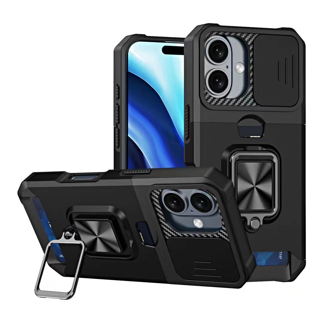 Back Kickstand Camshield Card Case For Samsung Galaxy A16 5G Black