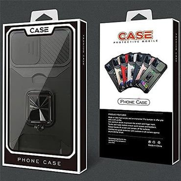 Back Kickstand Camshield Card Case For Iphone 16 Plus Black
