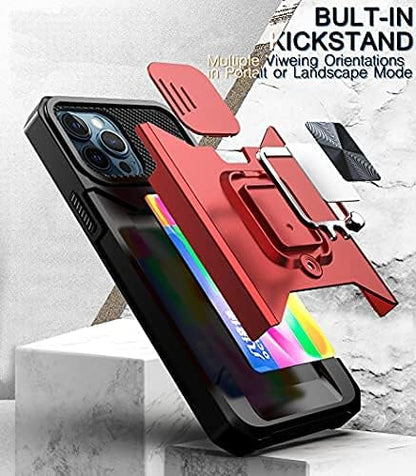 Back Kickstand Camshield Card Case For Iphone 16 Pro 6.1' Blue