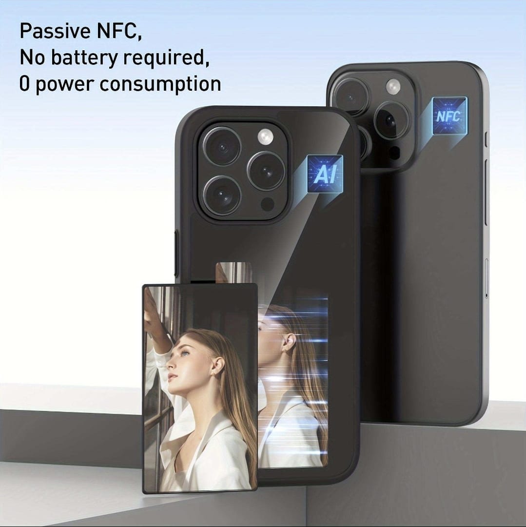 NFC Function DIY 4 Color E-ink Screen Phone Case For iPhone 15 Black