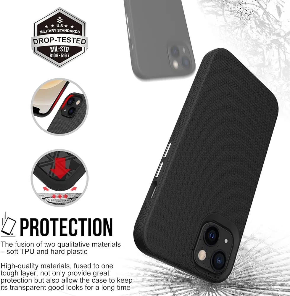 Triangle Texture Design Drop Tested Case For iPhone 16 Pro Black