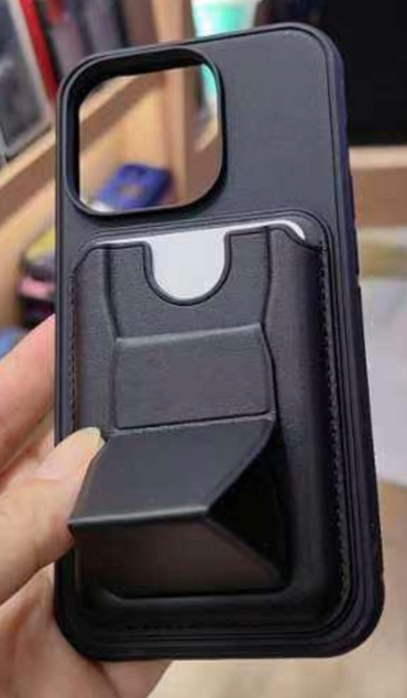 Back Card Slot Soft Case For iPhone 16 Plus Black