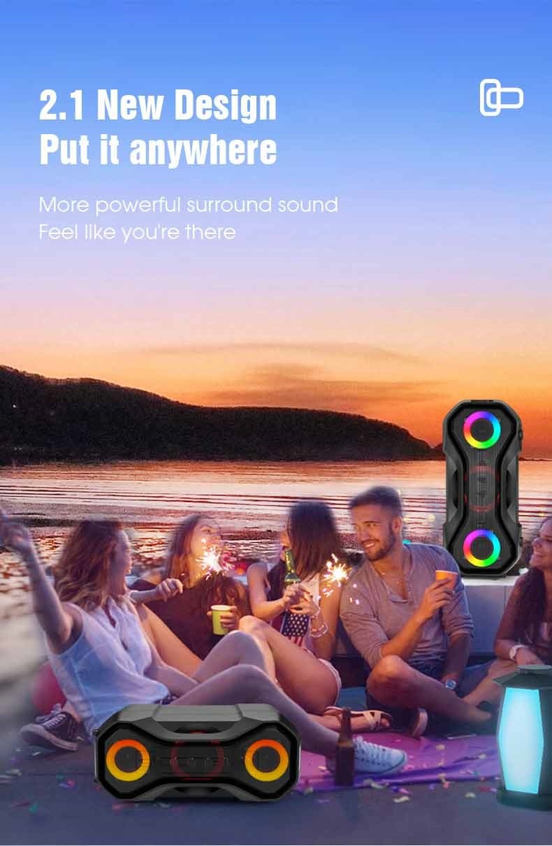 Soonbox Colorful Outdoor Bluetooth Speaker with Microphones 120W