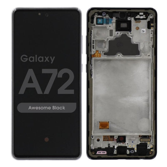 Replacement Lcd Screen Assembly With Frame for Samsung Galaxy A72 Black OEM