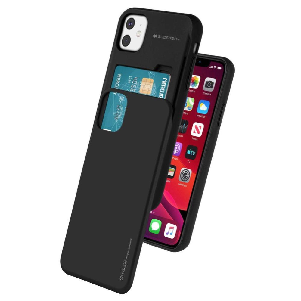 Mercury Sky Slider Bumper Card Slot Phone Case For Iphone 14 Black