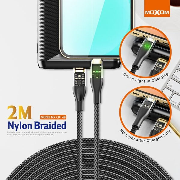 Moxom MX-CB148 Auto Power Off 2 Meter USB Data Cable With LED Light