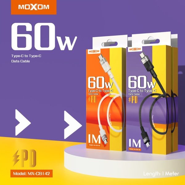 MOXOM Cable Premium PD 60W for Type-C to Type-C 1M Black MX-CB142