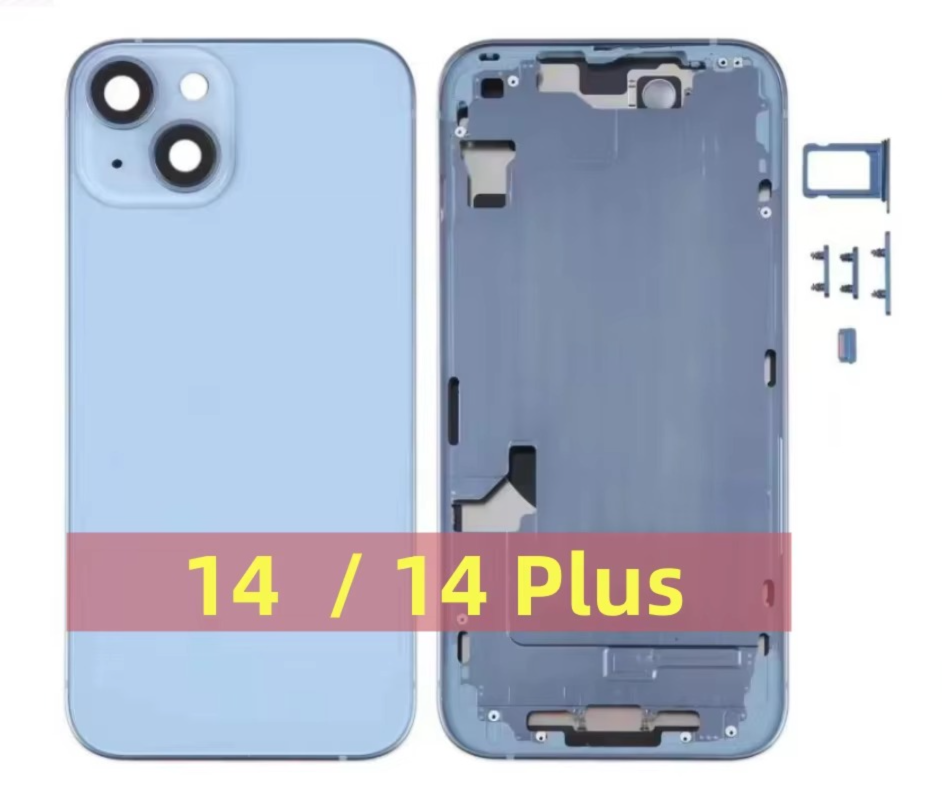 Replacement Back Glass With Middle Frame Housing For Iphone 14 6.1" Blue