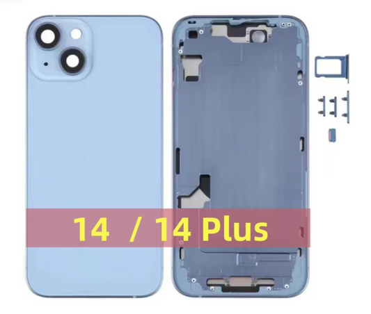 Replacement Back Glass With Middle Frame Housing For Iphone 14 Plus Blue