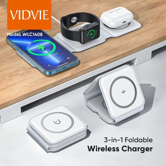 VIDVIE 3-in-1 Foldable Magnetic Wireless Charger WLC1408