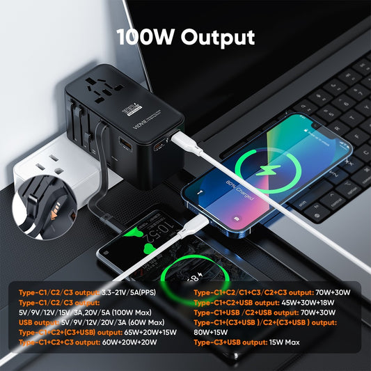 VIDVIE Global Universal Conversion Charger 100W TA4408