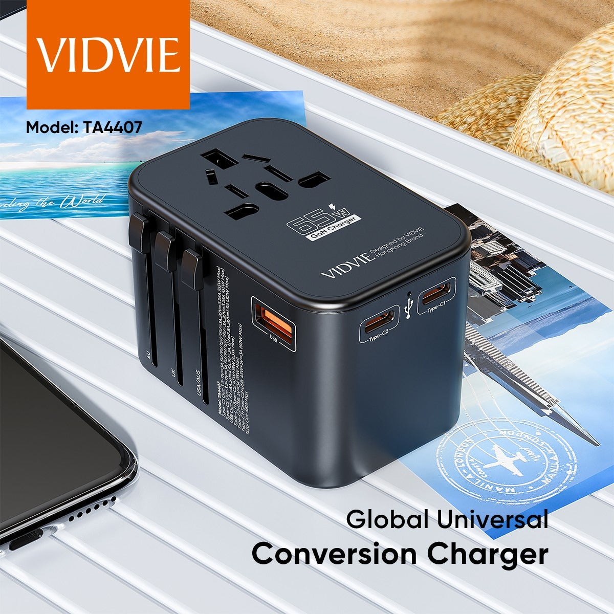 VIDVIE Global Universal Conversion Charger 65W TA4407