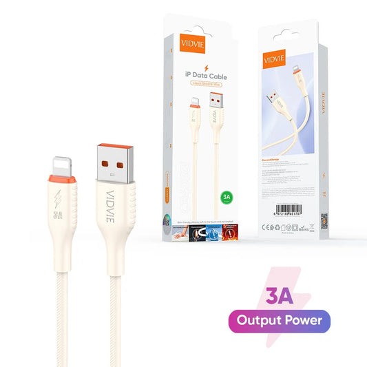 Vidvie Liquid Silicone CB4050i iP 3A Data Cable 1M