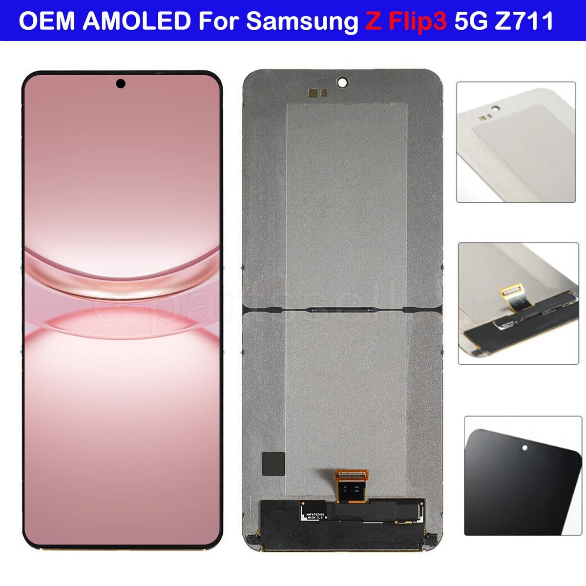 Replacement Lcd Screen Assembly Without Frame Samsung Galaxy Flip 3 Black Oem