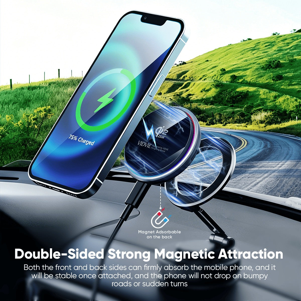 Vidvie WLC1428 Qi2 25W Double-Sided Magnetic Wireless Charger