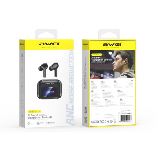 Awei TP29 ANC AI Bluetooth In-Ear Earbuds, Active Noise Cancellation Black