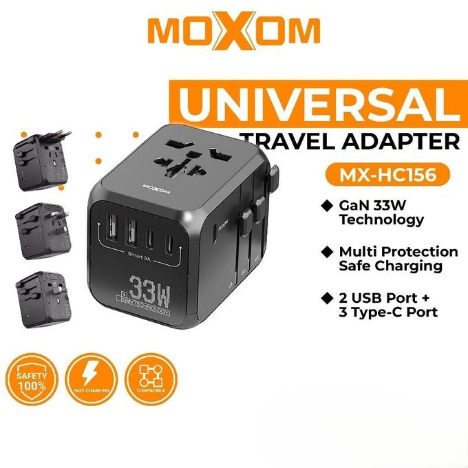 MOXOM MX-HC311 Gan Universal Travel Adapter PD35W 2USB + 2 TYPE-C Ports