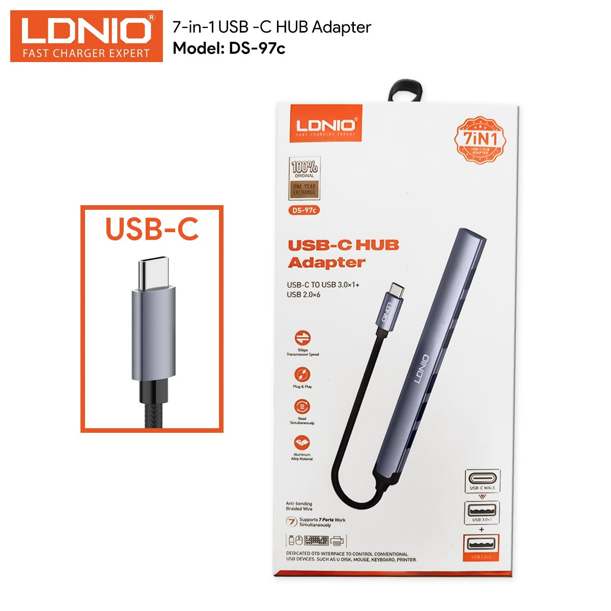 LDNIO USB-C HUB 7-in-1 Adapter DS-97C
