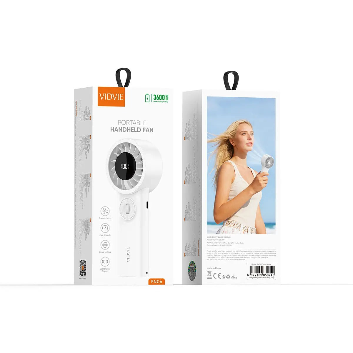 Vidvie FN06 Portable Handheld Fan Adjustable wind speed (100 levels)