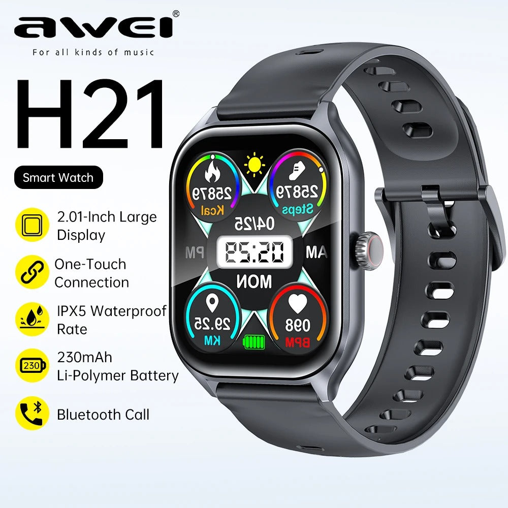 Awei H21 Bluetooth Call Heart Rate Sleep Monitor Fitness Sports Smart Watch