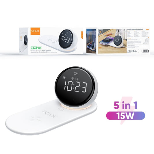 Vidvie Wireless Charging Clock Speaker WLC1415