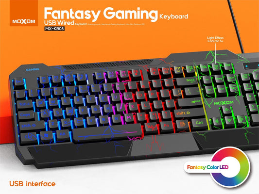 MOXOM MX-KB08 Fantasy Rainbow Light USB Gaming Keyboard Mouse