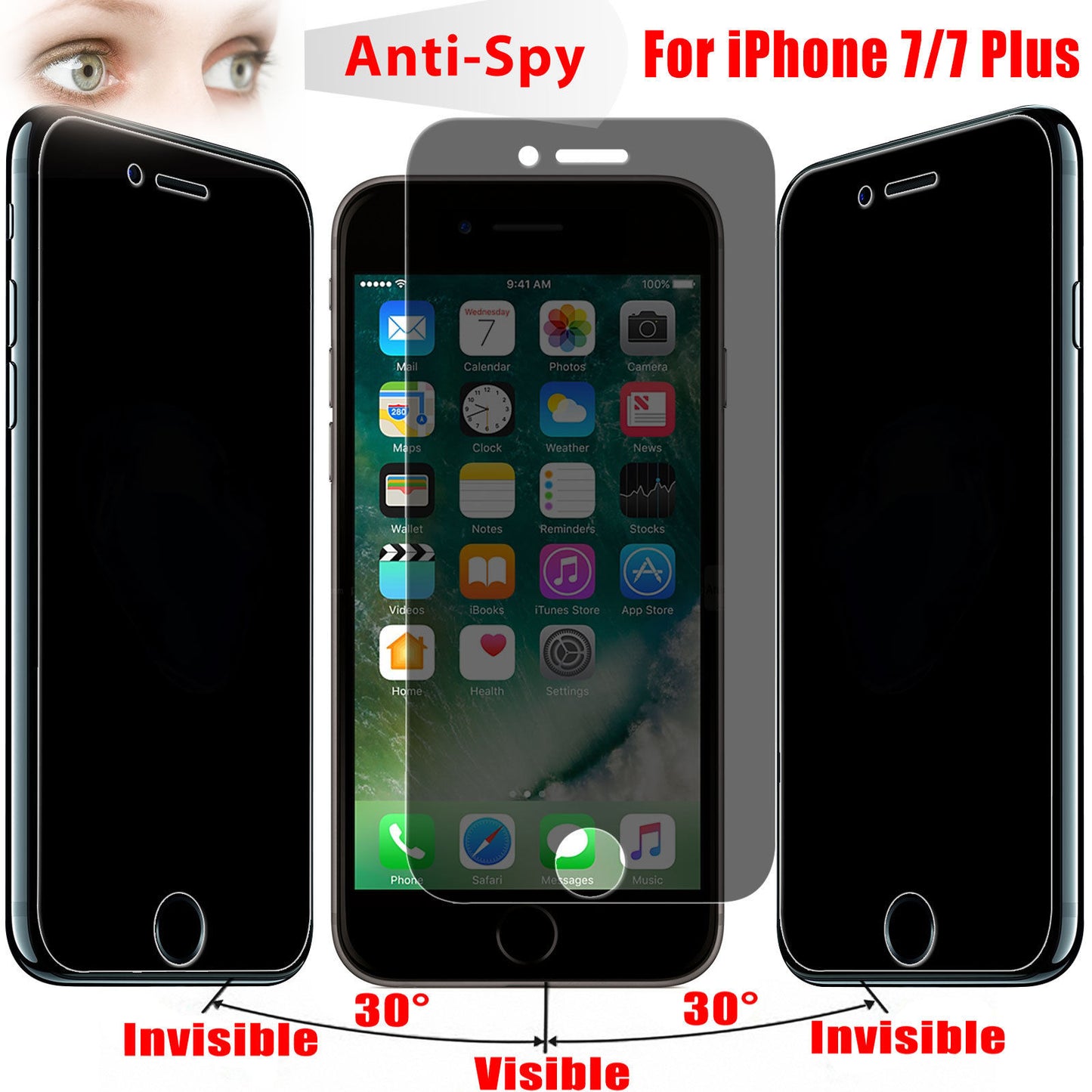 Anti Spy Privacy Tempered Glass For iPhone 7 / iPhone 8