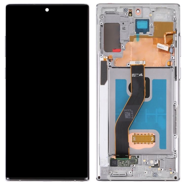 Replacement Lcd Screen Frame for Samsung Galaxy Note 10 Plus Silver Soft Oled