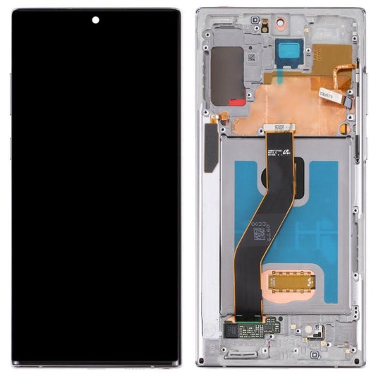 Replacement Lcd Screen Frame for Samsung Galaxy Note 10 Plus Silver Soft Oled