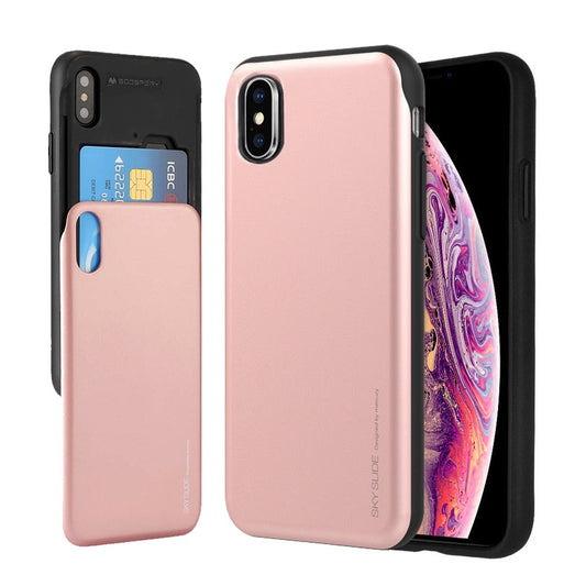 Mercury Sky Slider Bumper Card Slot Phone Case For Iphone XS Max Rose Gold