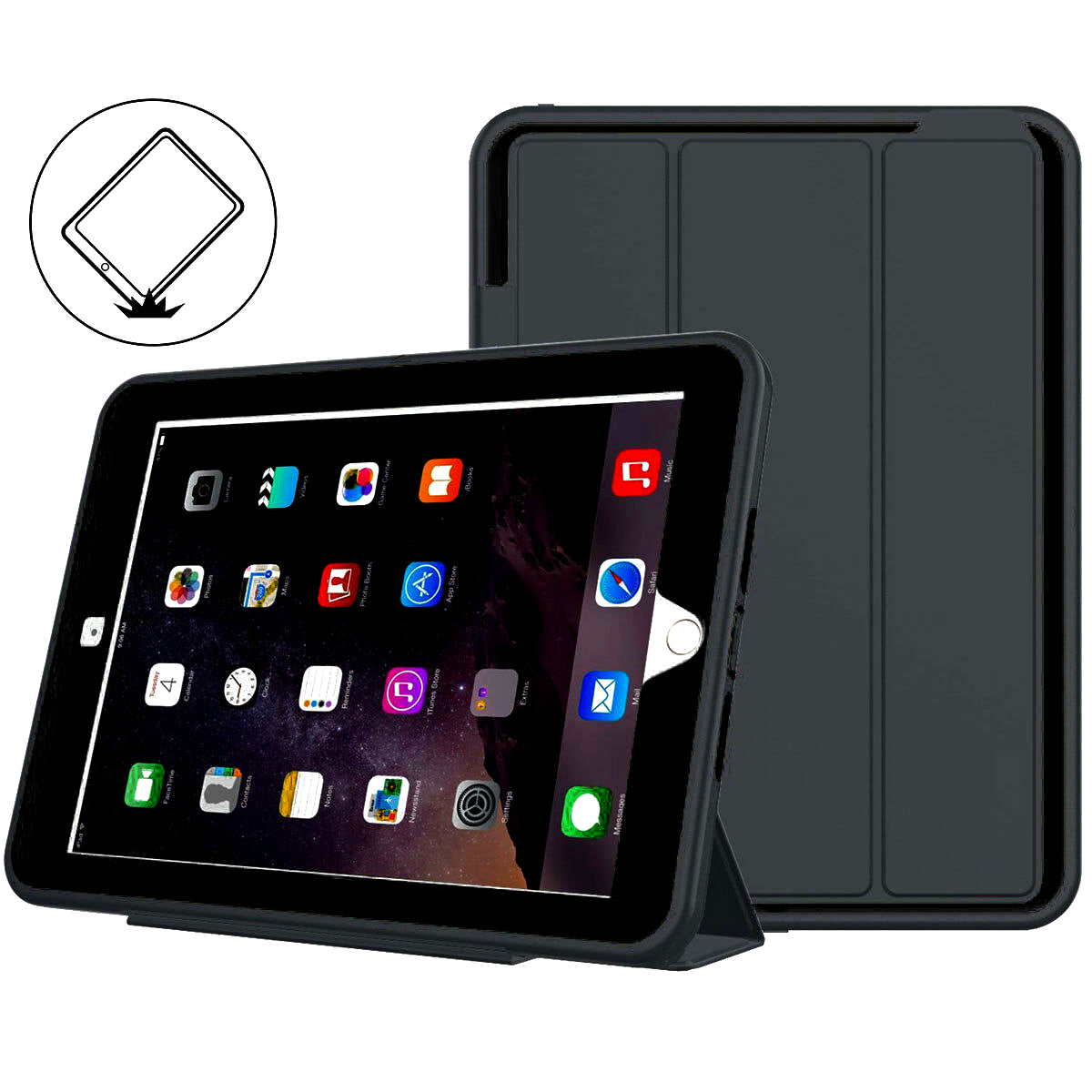 Shockproof Rugged Flip Case For iPad Mini 6 / Mini 7 Black