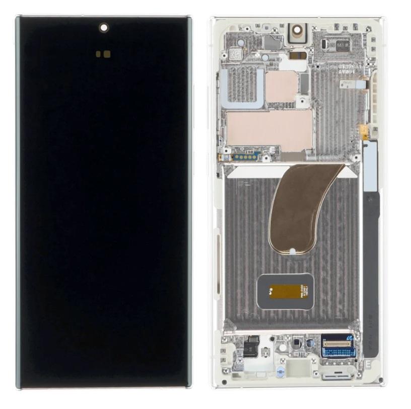 Replacement Lcd Screen with Frame Samsung Galaxy S23 Ultra Silver Soft Oled