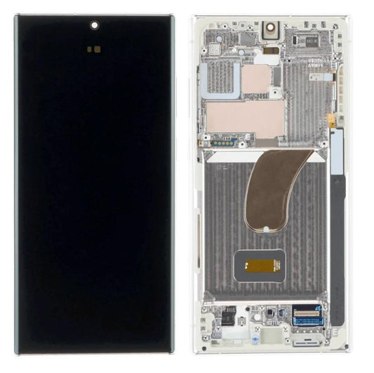 Replacement Lcd Screen with Frame Samsung Galaxy S23 Ultra Silver Soft Oled